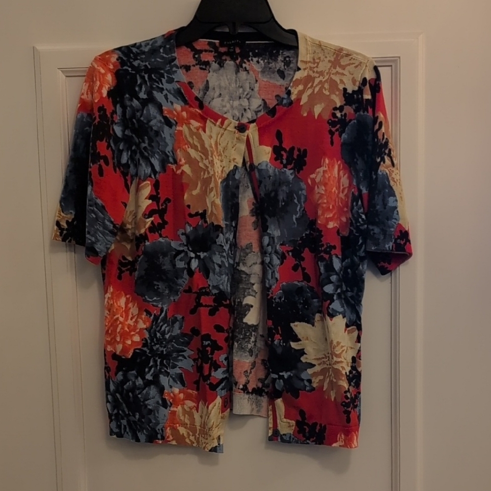 Talbots Floral Blouse - Red, Blue, Cream